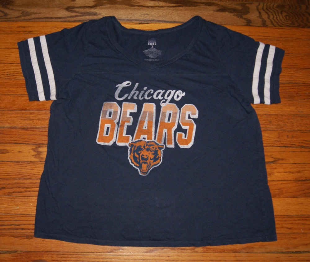 Junk Food Womens 3XL NFL Chicago Bears Loose Fit V-Neck TShirt Retro Style